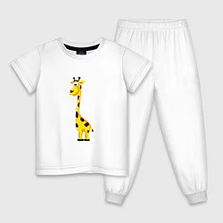 Пижама хлопковая детская Веселый жирафик, цвет: белый