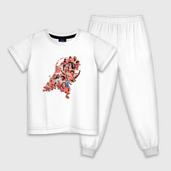 Пижама хлопковая детская Легенды сборной Голландии, цвет: белый