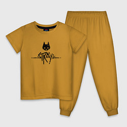 Пижама хлопковая детская Stray: Black Logo, цвет: горчичный