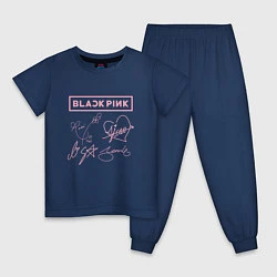 Пижама хлопковая детская BLACKPINK АВТОГРАФЫ БЛЭКПИНК, цвет: тёмно-синий