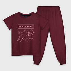 Пижама хлопковая детская BLACKPINK АВТОГРАФЫ БЛЭКПИНК, цвет: меланж-бордовый