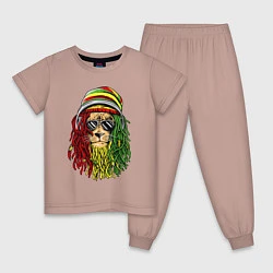 Пижама хлопковая детская Rasta lioN, цвет: пыльно-розовый