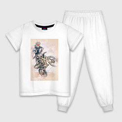 Пижама хлопковая детская Motocross - GT, цвет: белый