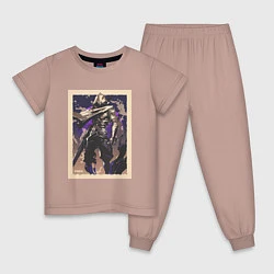 Пижама хлопковая детская Omen art, цвет: пыльно-розовый