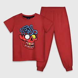 Пижама хлопковая детская Brain convolutions, цвет: красный