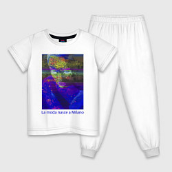 Пижама хлопковая детская La moda nasce a Milano, цвет: белый