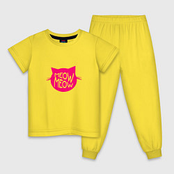Пижама хлопковая детская Кошечка влюбленная день святого валентина, цвет: желтый
