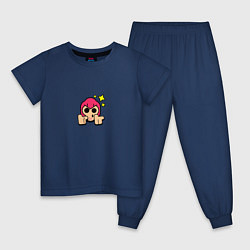 Пижама хлопковая детская Значок на Кольта Пины Бравл Старс Brawl Stars Spec, цвет: тёмно-синий