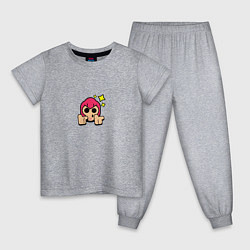 Пижама хлопковая детская Значок на Кольта Пины Бравл Старс Brawl Stars Spec, цвет: меланж