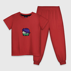 Пижама хлопковая детская Значок на Орочи Эдгара Пины Бравл Старс Brawl Star, цвет: красный