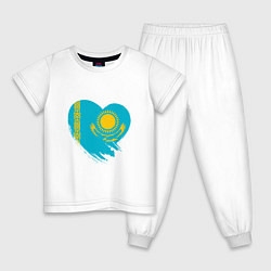 Пижама хлопковая детская Сердце - Казахстан, цвет: белый