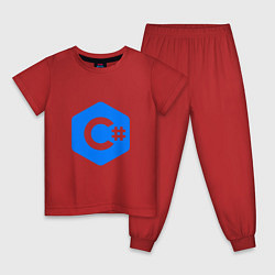 Пижама хлопковая детская Язык программирования C Sharp, цвет: красный