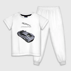 Пижама хлопковая детская Ягуар - зачётное точило!, цвет: белый