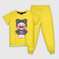 Пижама хлопковая детская LALAFANFAN - Pink Duck ЛАЛАФАНФАН - Розовый Утёнок, цвет: желтый