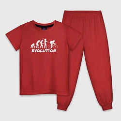 Пижама хлопковая детская Эволюция велосипедиста, цвет: красный