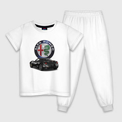 Пижама хлопковая детская Alfa Romeo - my dream!, цвет: белый