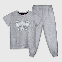 Пижама хлопковая детская Маленький милый слоненок, цвет: меланж