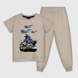 Пижама хлопковая детская Армия 23, цвет: миндальный