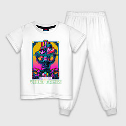 Пижама хлопковая детская МИР ВИДЕОИГР ENTER THE VIDEO GAMES, цвет: белый