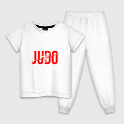Пижама хлопковая детская Дзюдо - Спорт, цвет: белый