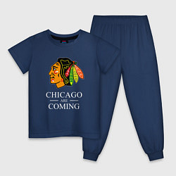 Пижама хлопковая детская Chicago are coming, Чикаго Блэкхокс, Chicago Black, цвет: тёмно-синий