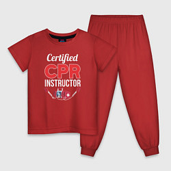 Пижама хлопковая детская Сертифицированный СЛР инструктор, цвет: красный