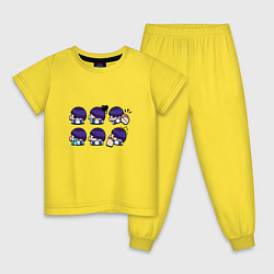 Пижама хлопковая детская Значки на Эдгара Пины Бравл Старс Brawl Stars, цвет: желтый