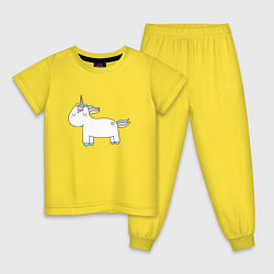 Пижама хлопковая детская Unicorn Attack, цвет: желтый