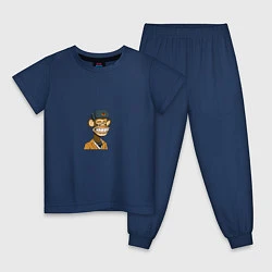Пижама хлопковая детская NFT Monkey, цвет: тёмно-синий