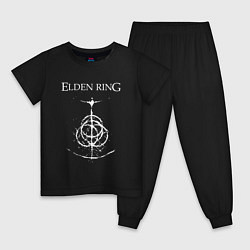 Пижама хлопковая детская Elden ring лого, цвет: черный