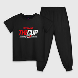 Пижама хлопковая детская Carolina Hurricanes we want the cup Каролина Харри, цвет: черный