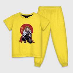 Пижама хлопковая детская Пламенный Хашира, цвет: желтый