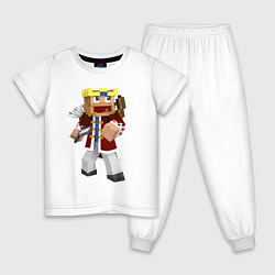 Пижама хлопковая детская Minecraft Warrior, цвет: белый