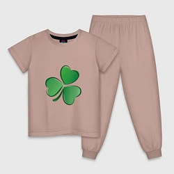 Пижама хлопковая детская Ирландский Клевер День Св Патрика, цвет: пыльно-розовый