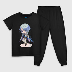 Пижама хлопковая детская Чиби Аято в деле, цвет: черный