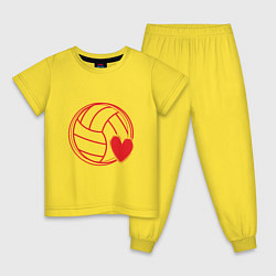 Пижама хлопковая детская Сердечко Волейбола, цвет: желтый