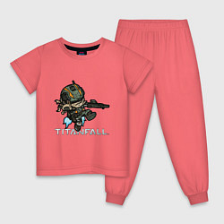 Пижама хлопковая детская Титанфол арт нарисованный карандашом TITANFALL, цвет: коралловый