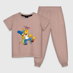 Пижама хлопковая детская Simpsons donuts, цвет: пыльно-розовый