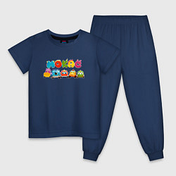 Пижама хлопковая детская Машинки Мокас Все машинки, цвет: тёмно-синий