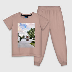 Пижама хлопковая детская Белый Дом Загородом, цвет: пыльно-розовый