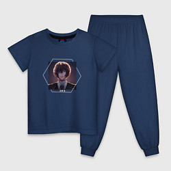 Пижама хлопковая детская ОСАМУ ДАЗАЙ арт, цвет: тёмно-синий