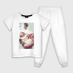 Пижама хлопковая детская BTSКорея, цвет: белый