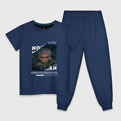 Пижама хлопковая детская Норман в кустах, цвет: тёмно-синий
