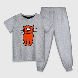 Пижама хлопковая детская Забаный красный кот, цвет: меланж