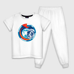 Пижама хлопковая детская Первый Космонавт Юрий Гагарин 1, цвет: белый