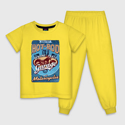 Пижама хлопковая детская Hot Rod Motorcycle Engine, цвет: желтый