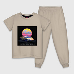 Пижама хлопковая детская Stay Rad, Stay Retro Retrowave, цвет: миндальный