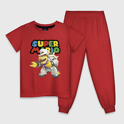 Пижама хлопковая детская Super mario Bowser, цвет: красный