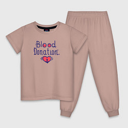 Пижама хлопковая детская Blood Donation, цвет: пыльно-розовый