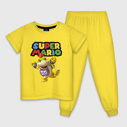 Пижама хлопковая детская Bowser Junior Super Mario, цвет: желтый